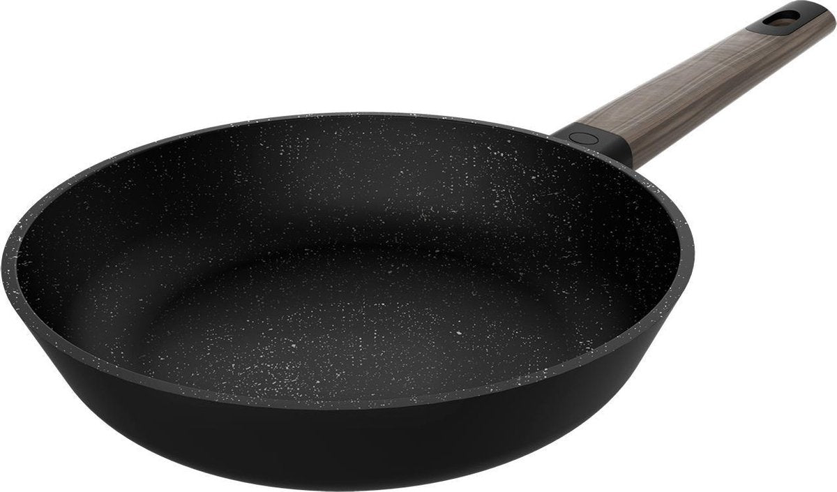 Cecotec Koekenpan - 24 cm - Alle warmtebronnen inclusief inductie - Koekenpannen met deksel - Vaatwasserbestendig - Hapjespan met antiaanbaklaag - Zwart