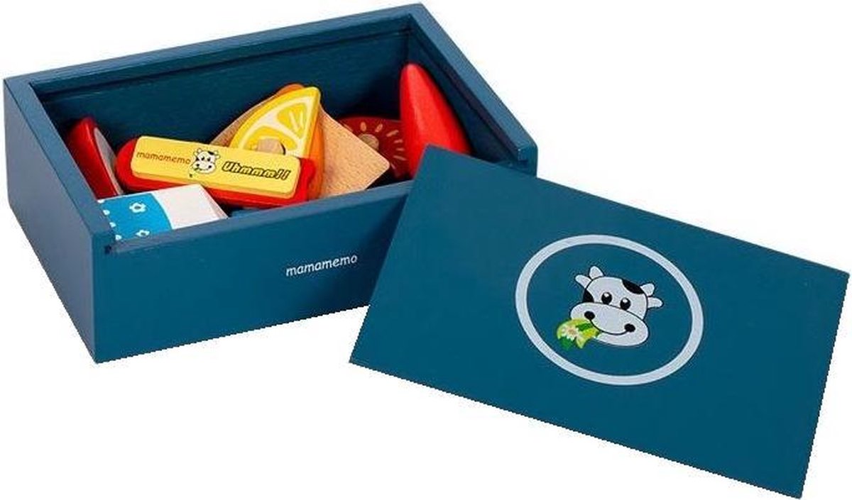 Mamamemo Lunchbox Petrol Junior Hout Blauw 14-delig