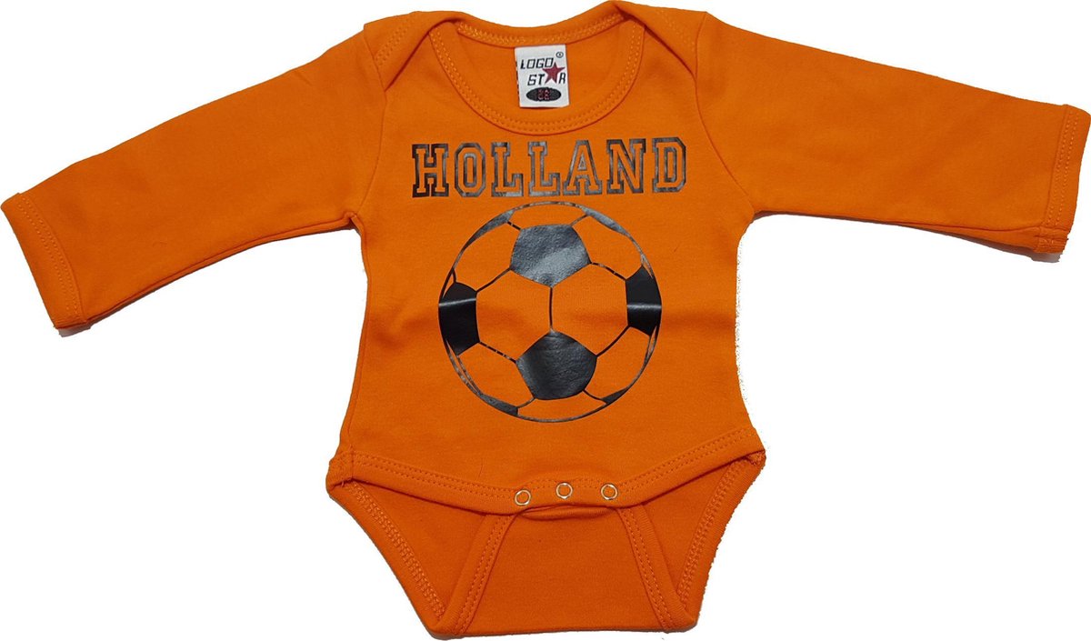 LOGO STAR - Rompertje - Oranje met print - maat 56 - Set van 2 - 1x LM & 1x KM