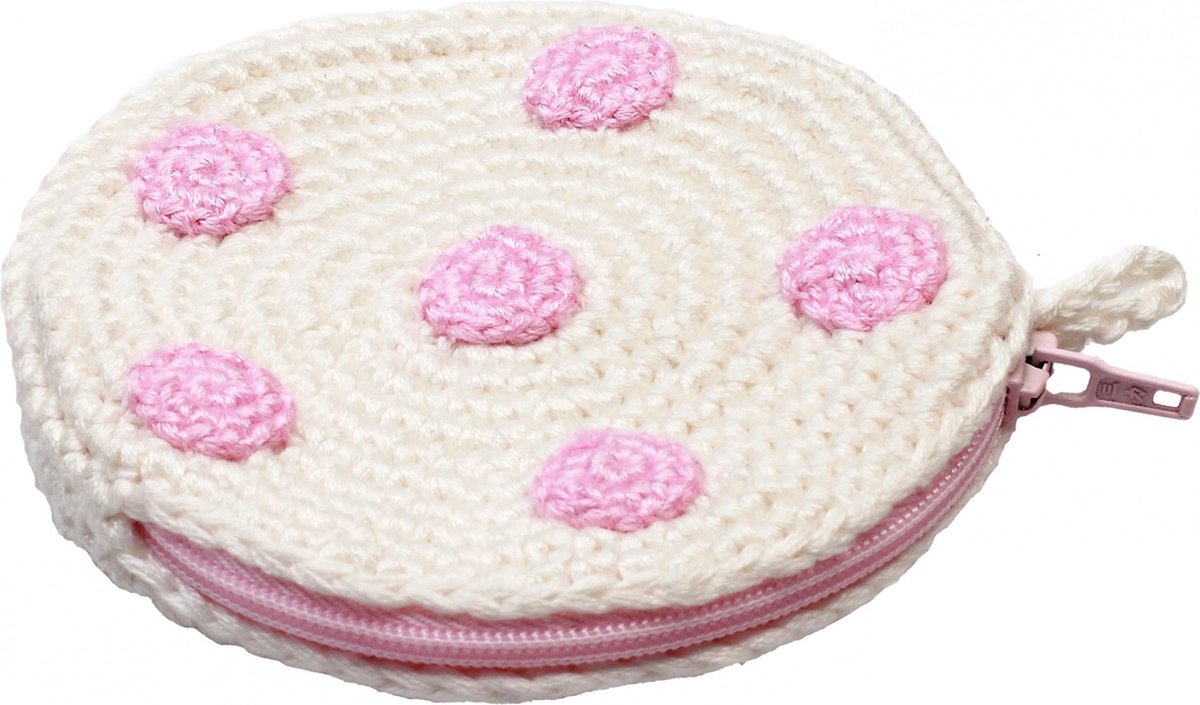 Naturezoo Etuitje Rond Met Stippen 8 Cm Wit/roze