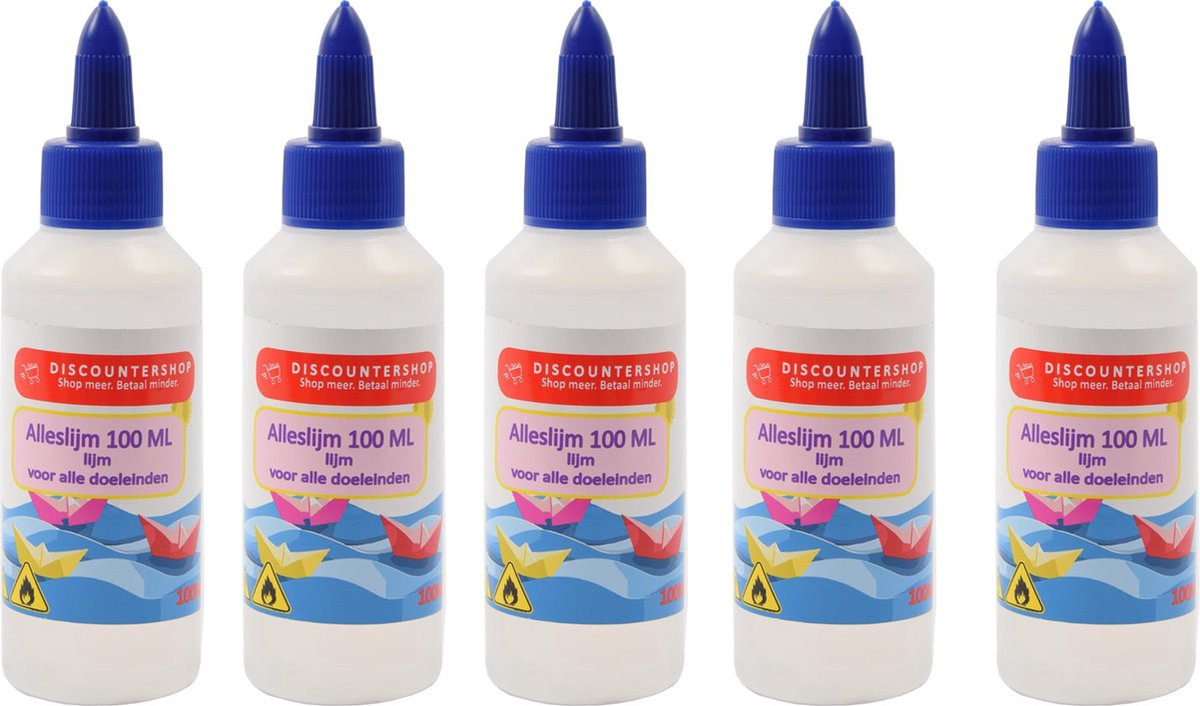 5 X Alleslijm 100ML - Lijm - Lijm voor papier - Lijm voor karton - Lijm voor textiel - Lijm voor piepschuim.