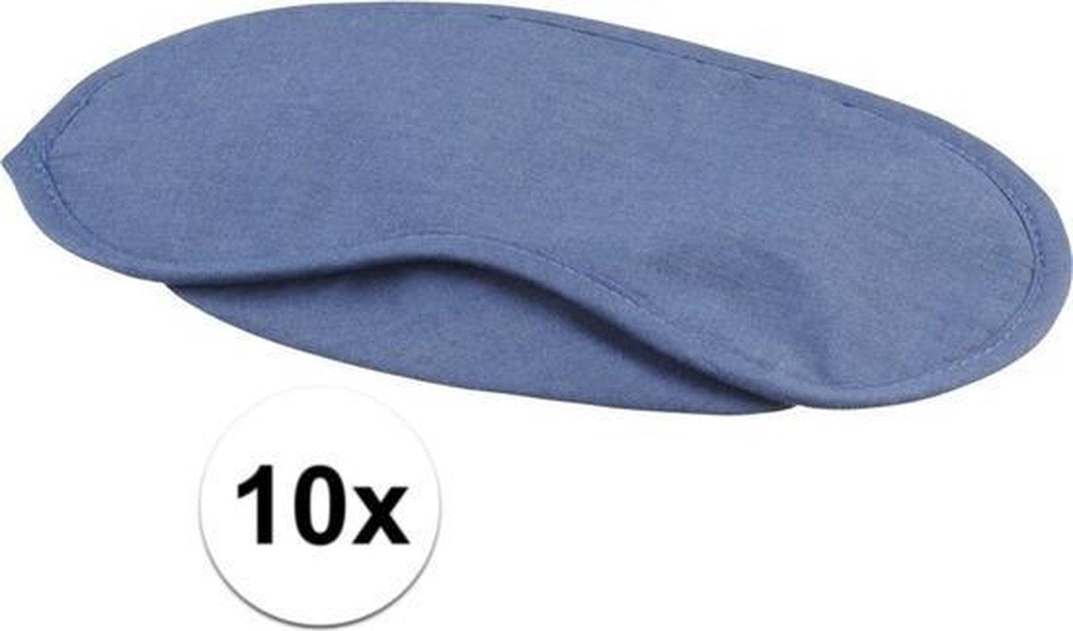 10x Blauwe verduisterende oogmaskers met 2 banden - Slaapmaskers/Reismaskers - Handig voor op reis/vakantie