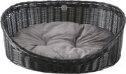 D&D Rustic rattan met kussen Zwart/antraciet L - 63x50x21cm