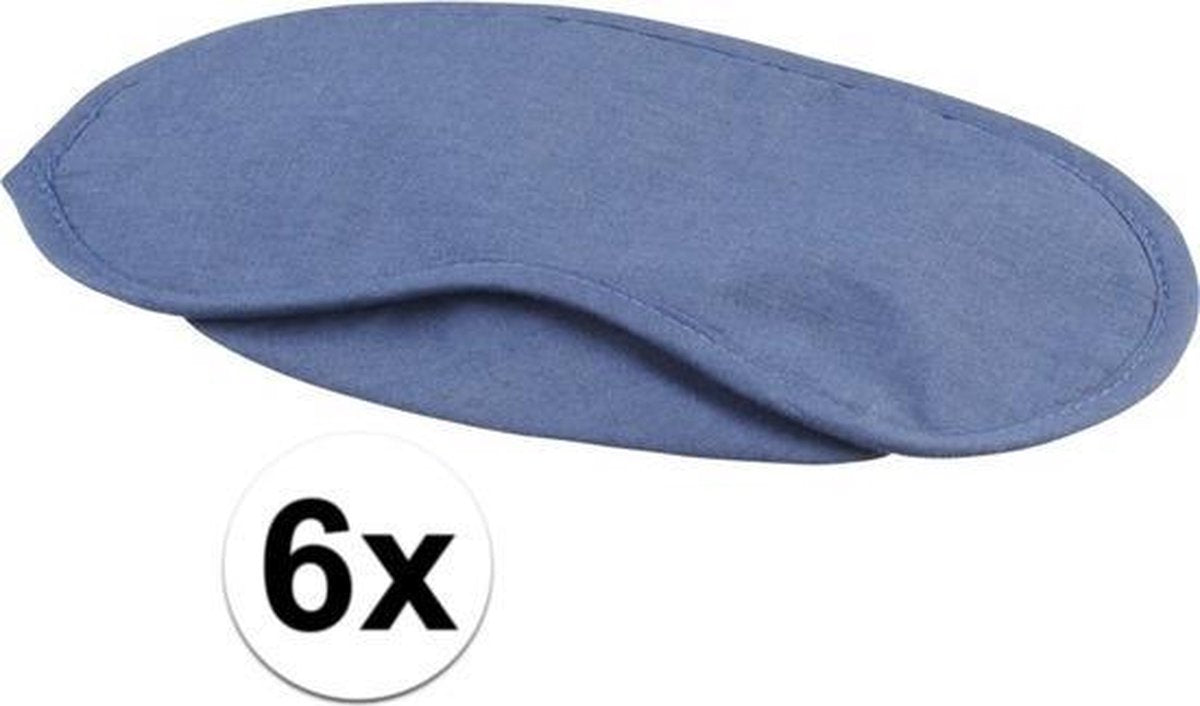 6x Blauwe verduisterende oogmaskers met 2 banden - Slaapmaskers/Reismaskers - Handig voor op reis/vakantie