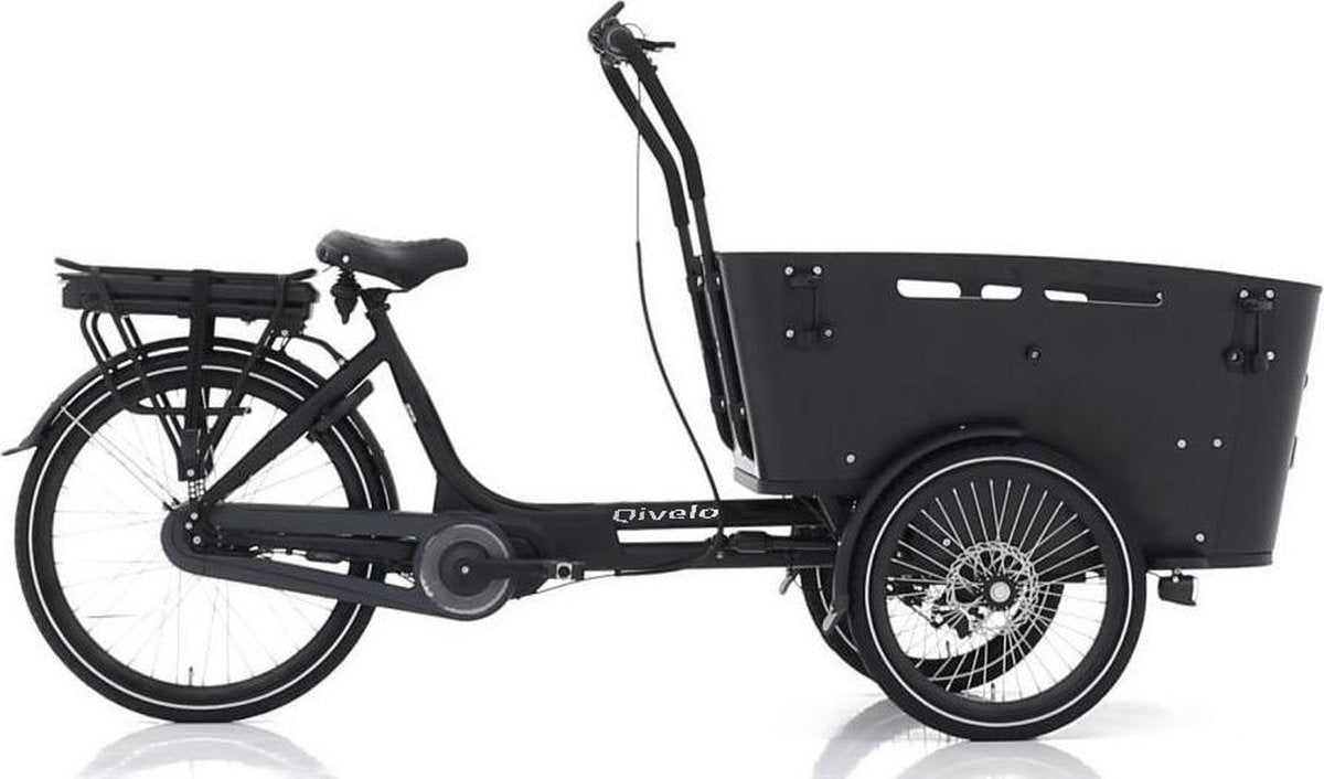Elektrische bakfiets bakfietsen - fiets - eco - Qivelo Curve 3  Middenmotor Bafang - unisex - matzwart - bruin - shimano naaf versnelling Nexus 7