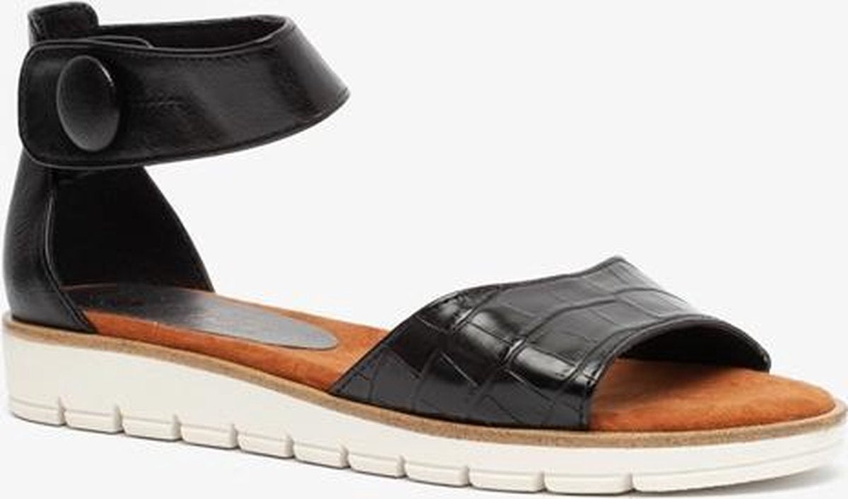 Nova dames sandalen met croco print - Zwart - Maat 37
