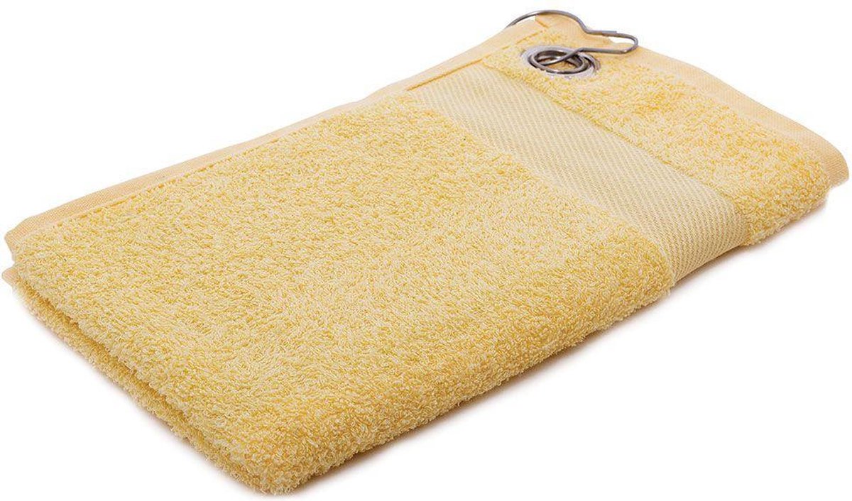 Arowell Golfhanddoek met clip 55 x 30 cm - 500 Gram - Crème geel (1 stuks)