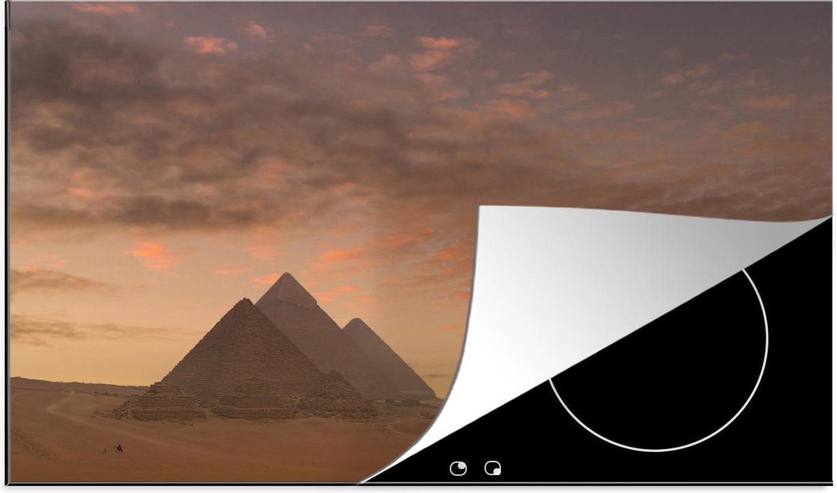 Luxe inductie beschermer Piramiden van Gizeh - 85x52 cm - Schemering bij Piramidecomplex Giza in Egypte  - inductiebeschermer