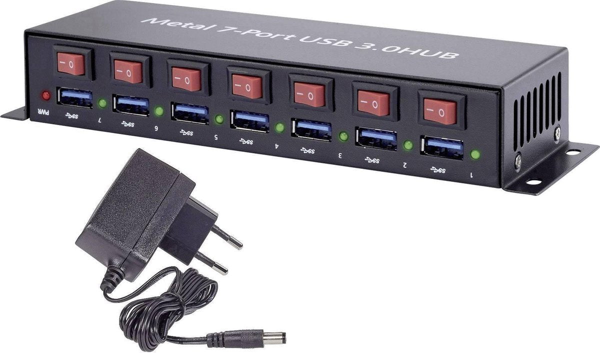 Renkforce 7 poorten USB 3.2 Gen 1-hub Met metalen behuizing