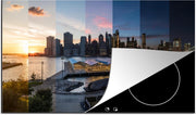 Luxe inductie beschermer Vogelperspectief New York - 85x52 cm - New York van dag naar nacht  - inductiebeschermer