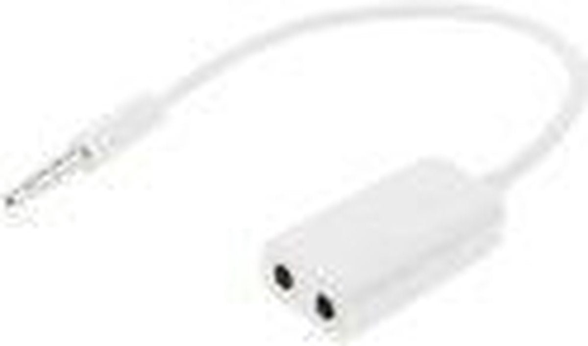 Doodadeals® | Platte Noodle Stijl 3.5mm | Stereo Audio Koptelefoon Naar 2x Splitter Adapter | Geschikt voor IPhone 5 / IPhone 4 & 4S / 3GS / 3G / IPad 4 / IPad Mini 1 / 2 / 3 / IPad 3 / IPad 2 / ITouch | Wit