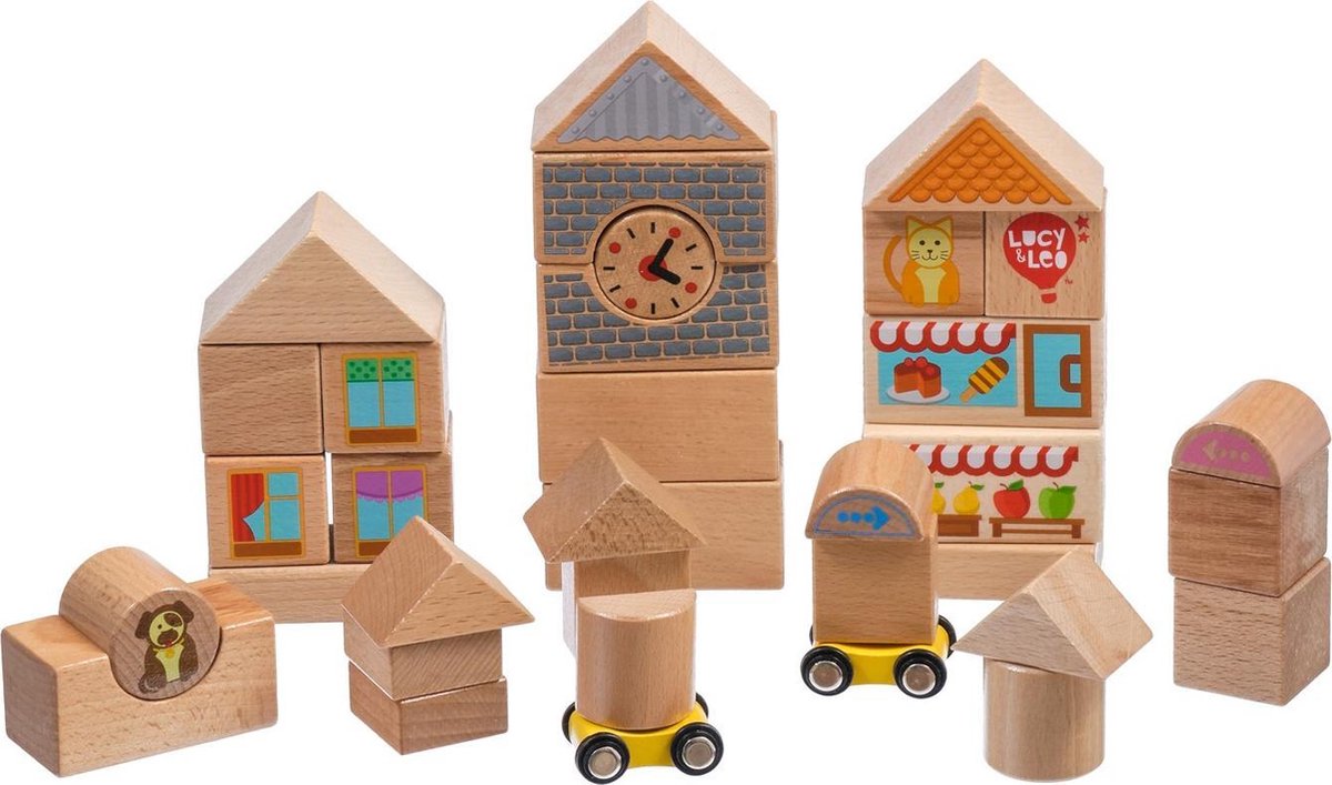 Lucy & Leo LL175 - Kinder speelgoed houten bouwblokken - Set van 32 stuks