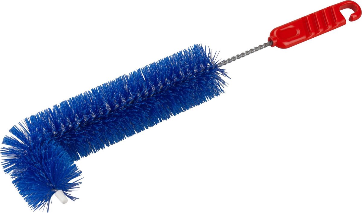 Kunststof radiatorborstel/verwarmingsborstel blauw L-vorm 36 cm - Schoonmaakborstel/rager verwarming