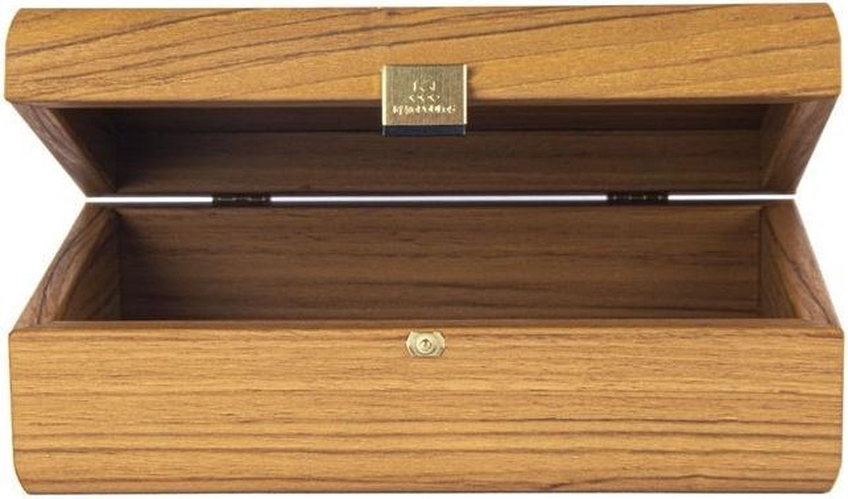 Walnoot houten kist met Leatherette Bruin deksel