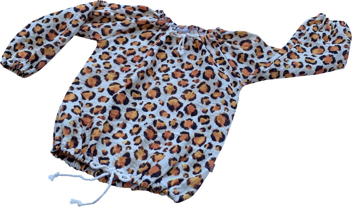 tinymoon Meisjes Blouse  Soft Nature Leopard – model Balloon – Papaya – Maat 62/68