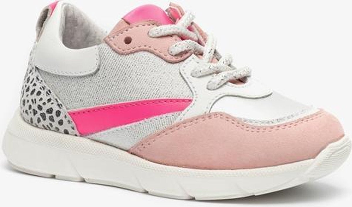 Groot leren meisjes sneakers - Roze - Maat 24