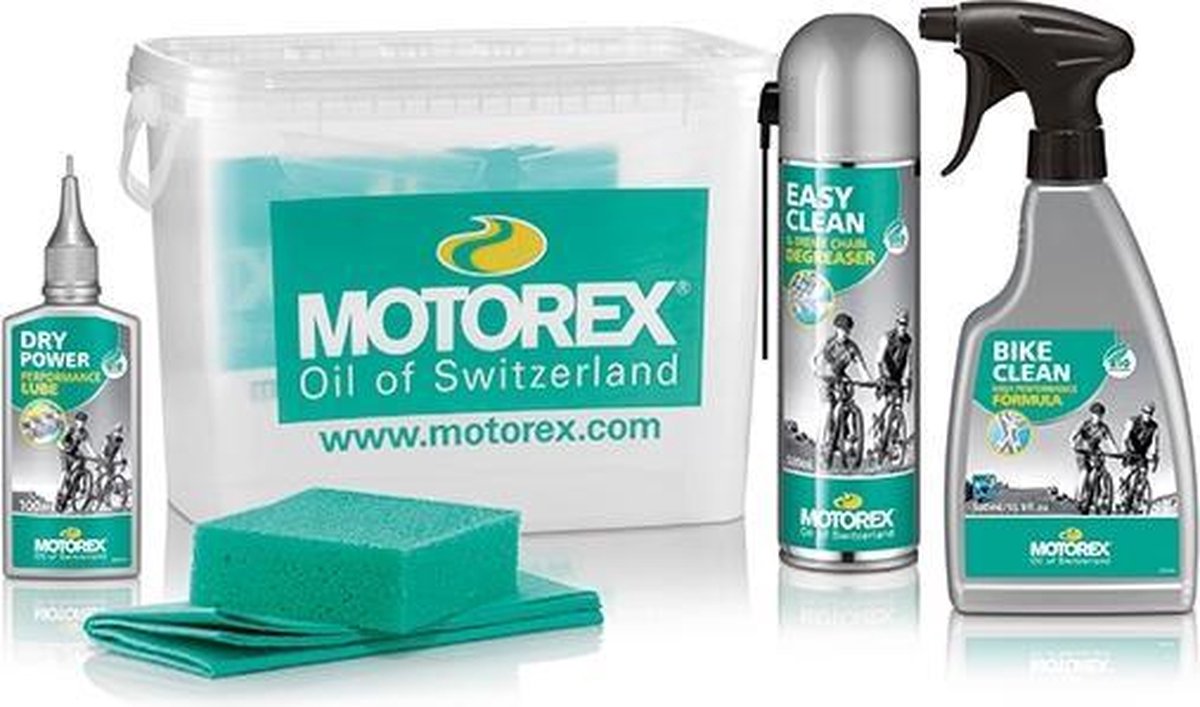 Motorex Reiniger Kit In Emmer Easy & Bike Clean 500 ml + Dry Power 100ml + Spons & Doek