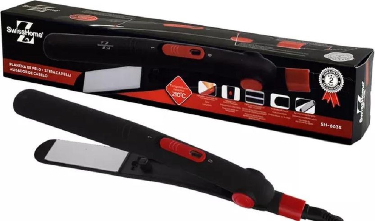 Keramische Hair Straighteners SwissHome 25 W Rood Zwart