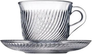 Pasabahce Marmara - Theeglazen Met Schoteltjes - Set van 6 - 180 ml