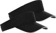 2x Zwarte/witte zonnekleppen petjes voor volwassenen - Katoenen zwarte/witte zonnekleppen met klittenbandsluiting - Dames/heren