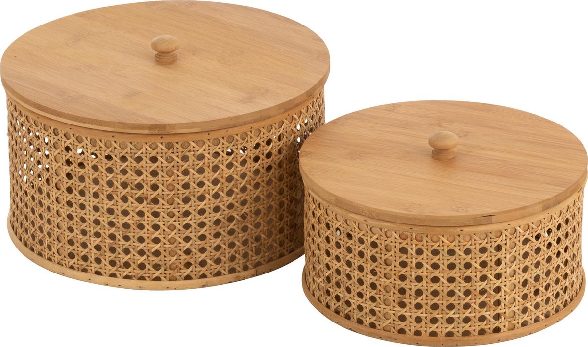 J-Line Set Van 2 Opbergkist Rotan/Bamboo Naturel