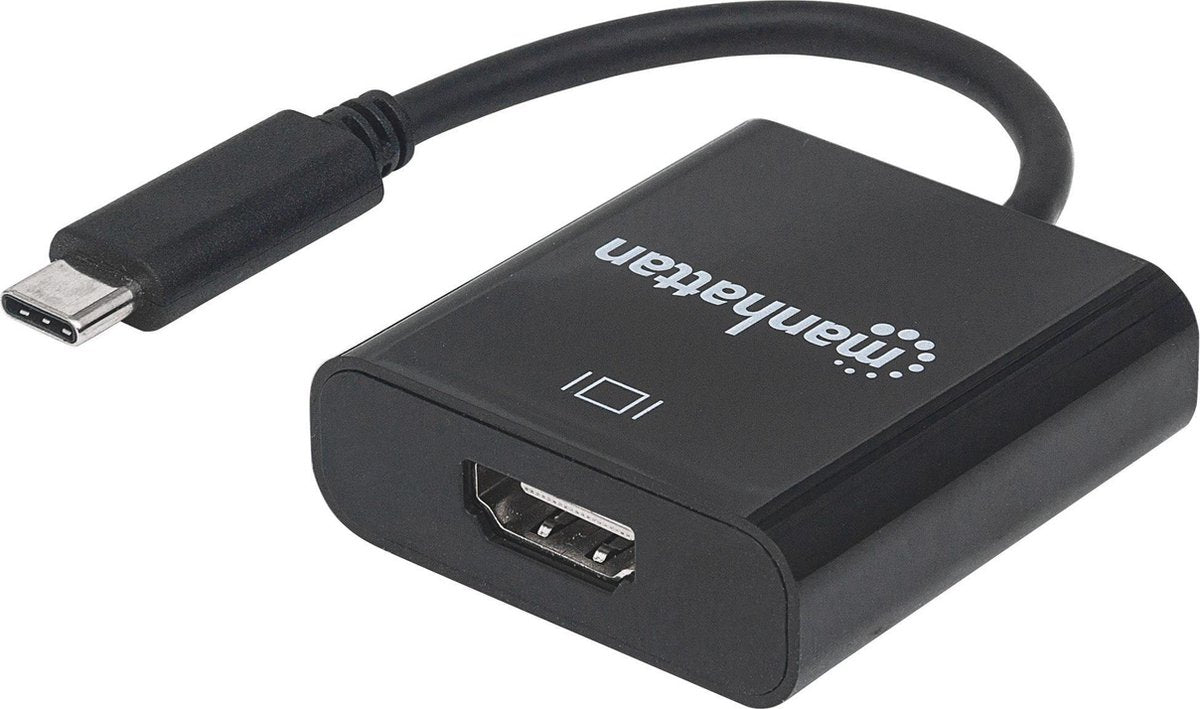 Manhattan 151788 USB / HDMI Adapter [1x USB 3.2 Gen 2 stekker C (USB 3.1) - 1x HDMI-bus] Zwart Kleurcodering