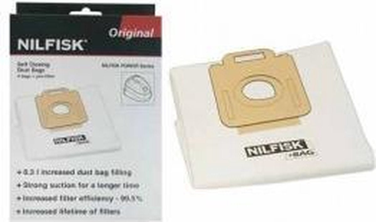 Stofzuigerzak fleece 4 stuks + 1x filter Select / Power / Classic serie origineel  Nilfisk  11946 v