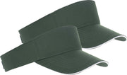 2x Donkergroene/witte zonnekleppen petjes voor volwassenen - Katoenen donkergroene/witte zonnekleppen met klittenbandsluiting - Dames/heren