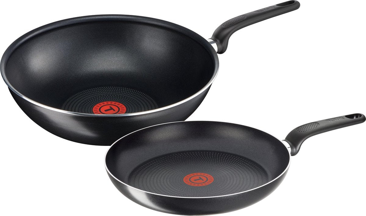 Tefal Only Cook Pannenset - Koekenpan Ø 24 cm & Wokpan Ø 28 cm - Niet geschikt voor inductie
