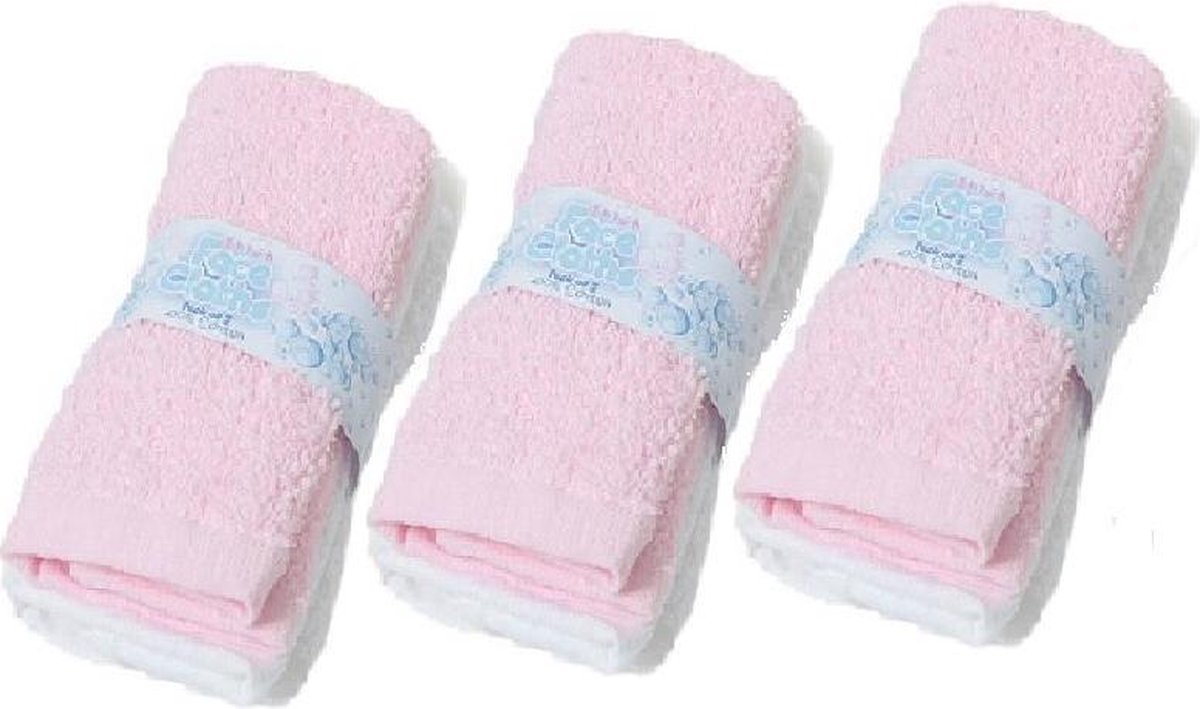 Soft Touch | 6 stuks Badstof Spuugdoekjes | Roze + Wit | 28 x 28 cm