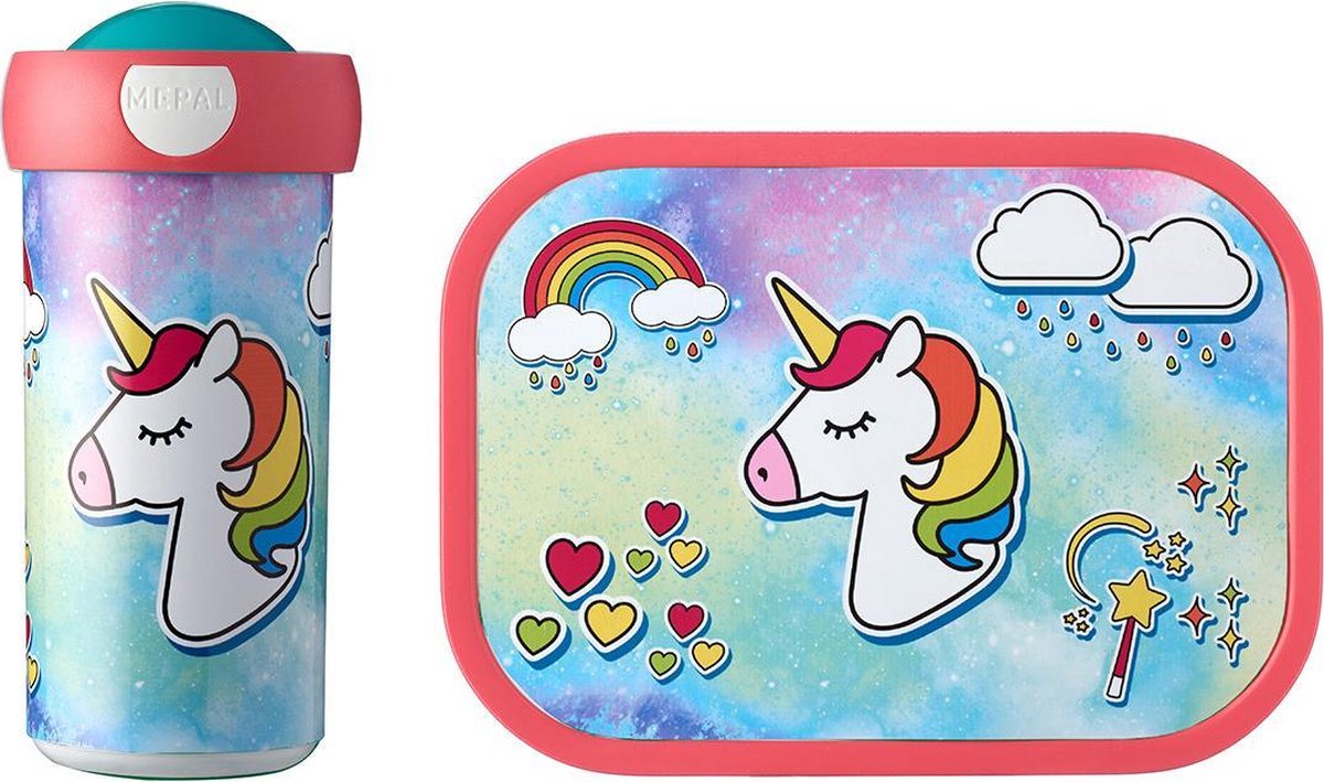 Mepal – Lunchset campus (sb + lb) – schoolbeker en broodtrommel voor kinderen – Unicorn – bento box - lekvrij