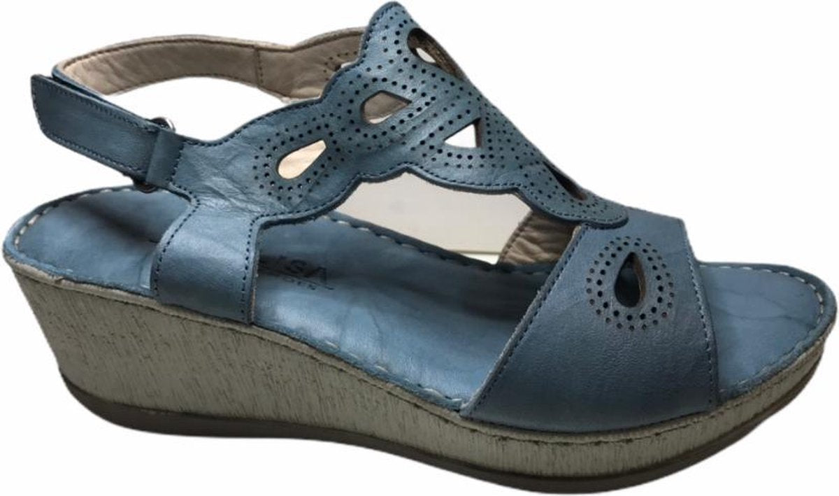 manlisa plateau sandaal s207-8015 petrol blauw mt 39