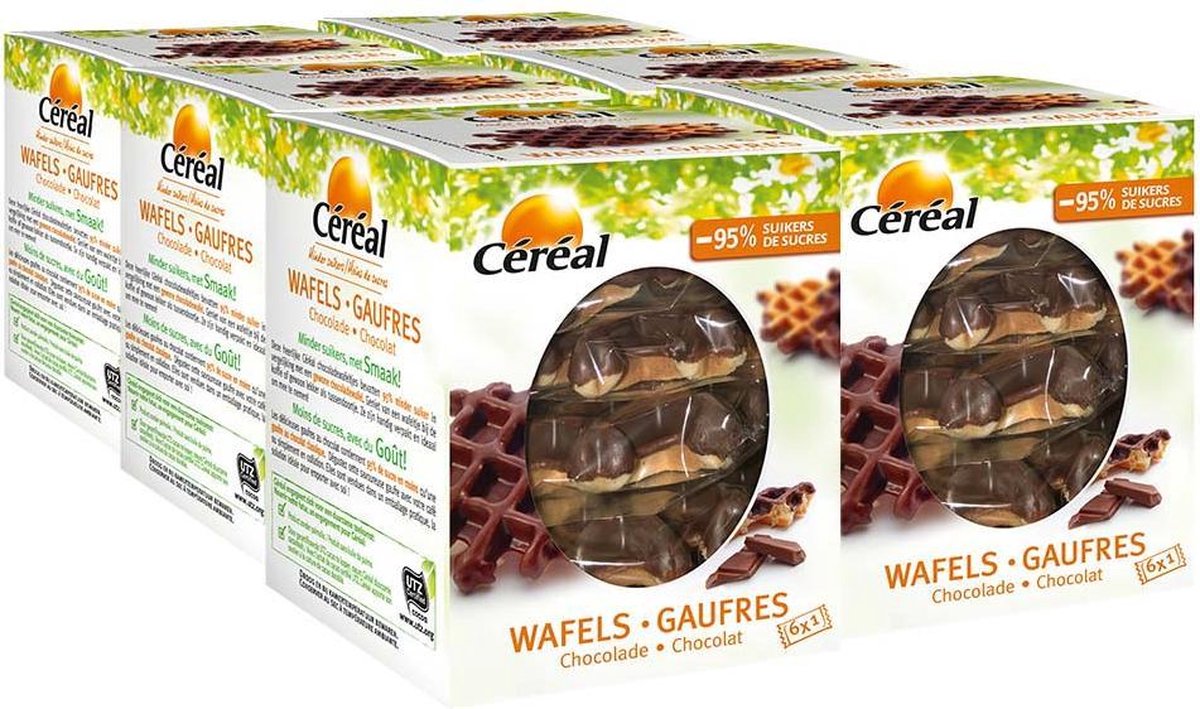 6x Cereal Wafels Chocolade 5 stuks