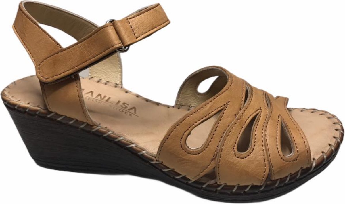 Manlisa velcro dames sandaal cognac mt 40