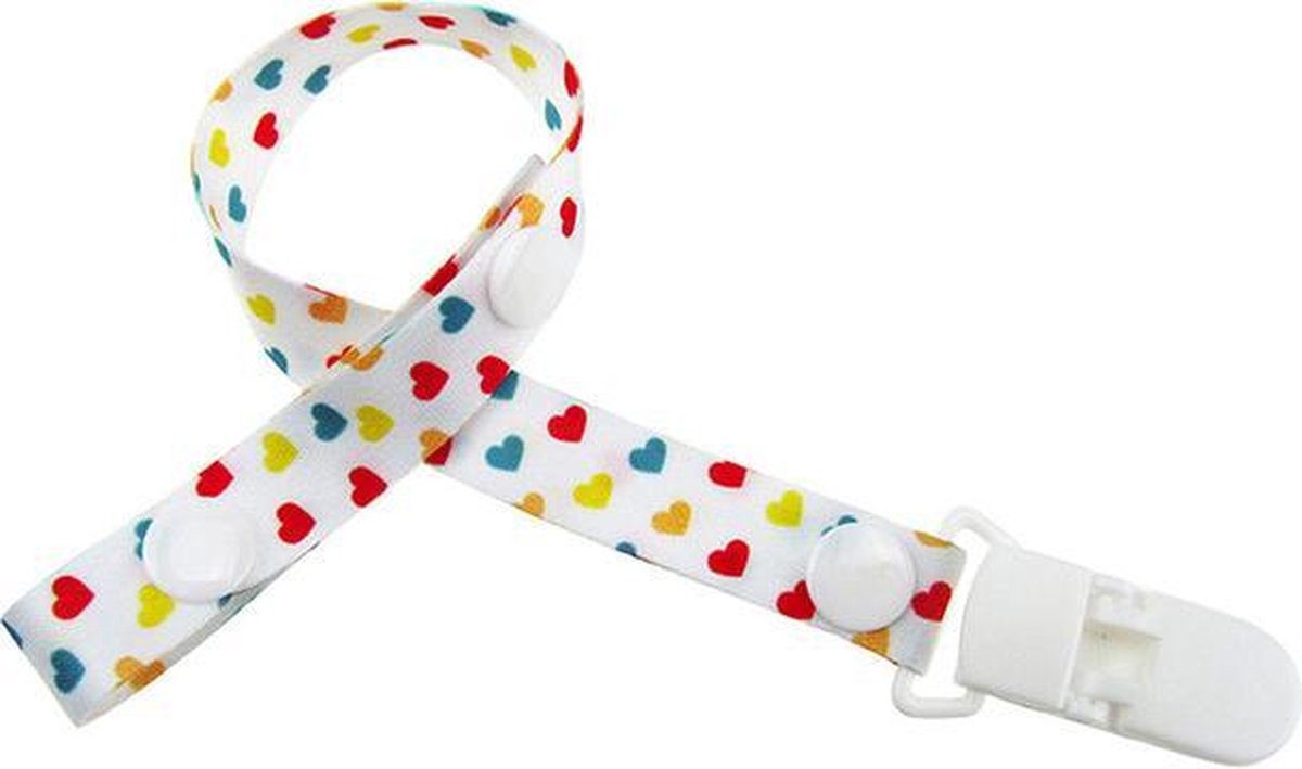 JillyBee - Speenkoord - Speen - Koord - Wit - Multicolor - Hartjes