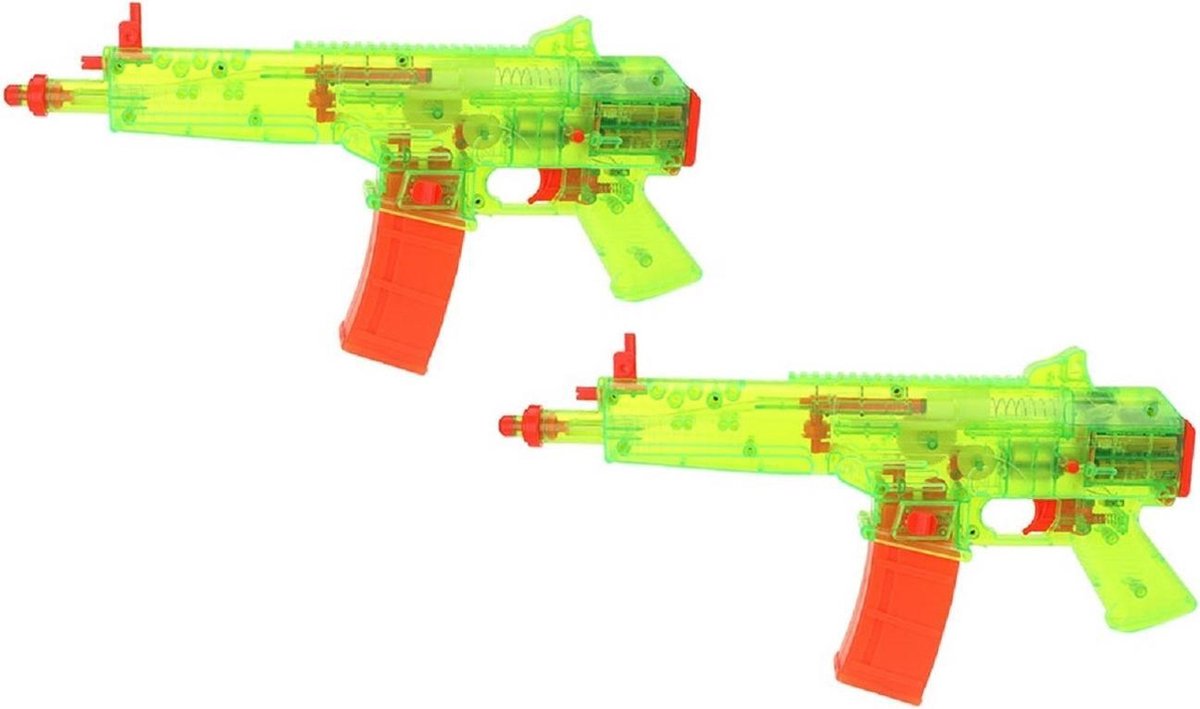 2x Waterpistool/waterpistolen groen 43 cm