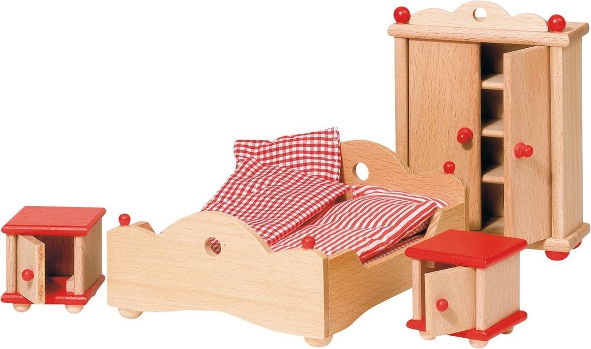 Poppenhuismeubeltjes serie 2: SLAAPKAMER 4-delig