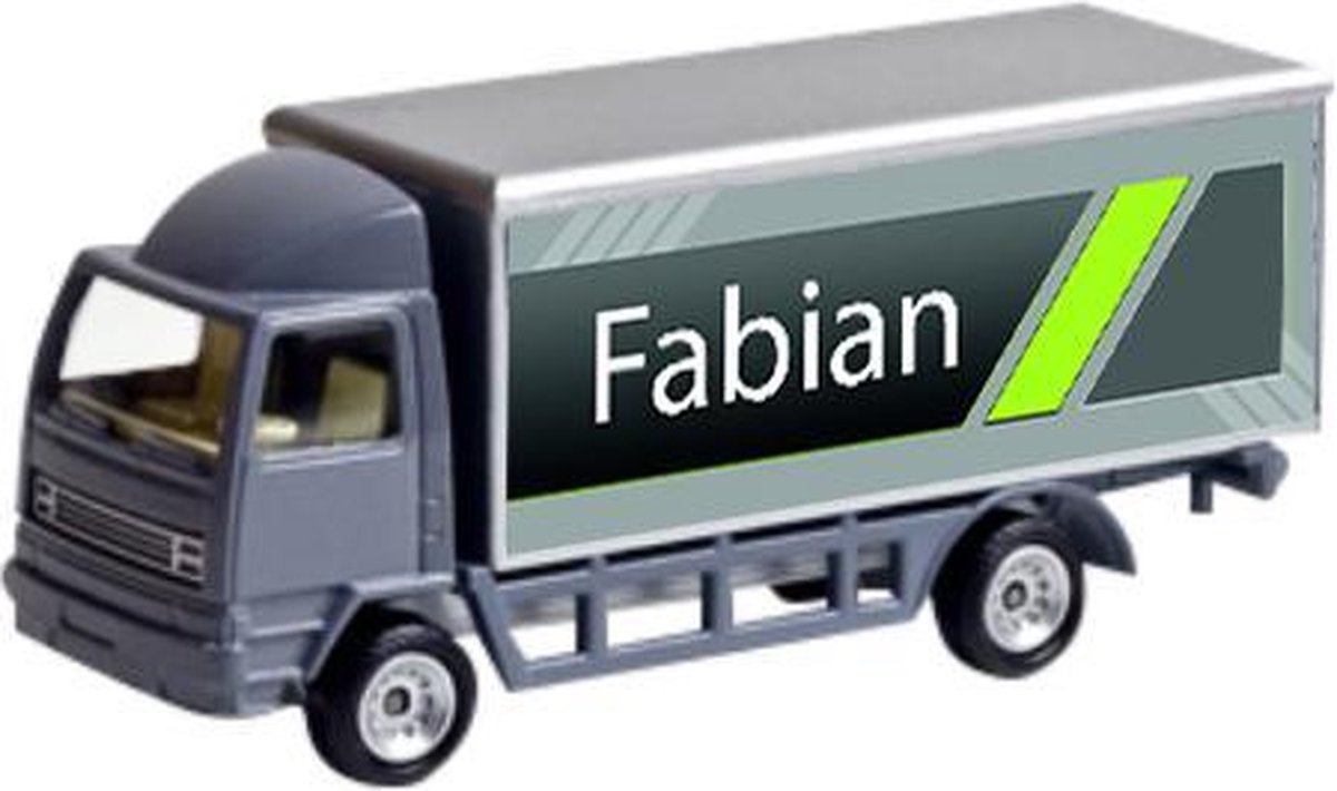 Leuk kado met naam model vrachtwagen  fabian - grijs
