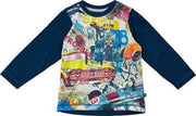 Minymo -  jongens shirt - lange mouwen - blauw - Maat 92