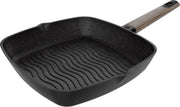 Cecotec Grillpan - 28 cm - Alle warmtebronnen inclusief inductie - Grillpannen met deksel - Vaatwasserbestendig - Grill pan met antiaanbaklaag - Zwart