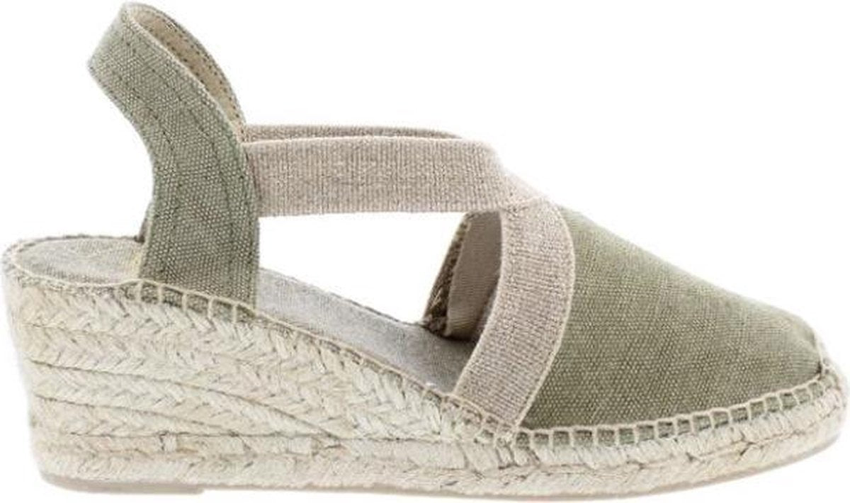 Toni Pons Terra-V Canvas Khaki Dames Espadrilles met sleehak  – maat 41