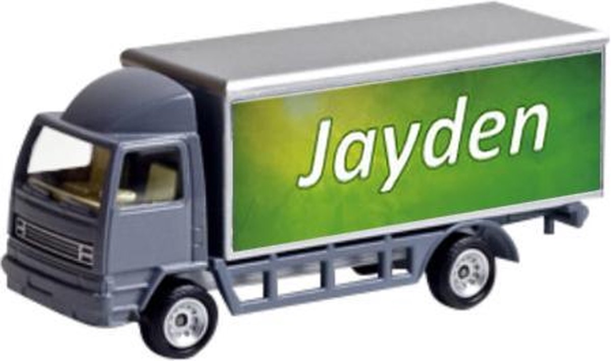 Leuk kado met naam model vrachtwagen type jaden - grijs