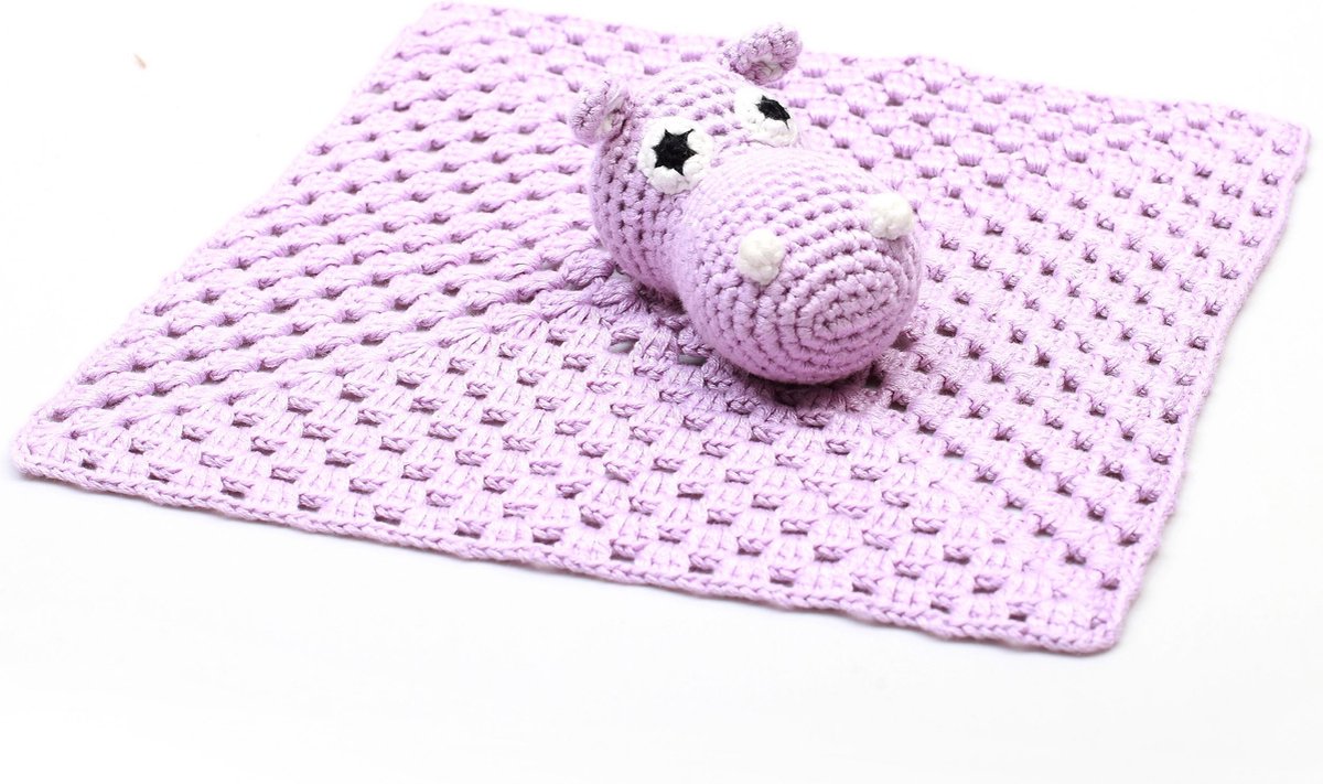 Naturezoo Knuffeldoekje Nijlpaard Gehaakt 10 Cm Lila