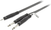 Stereo Audio Cable 2x 6.35 mm Male - 3.5 mm Male 1.5 m Dark Grey