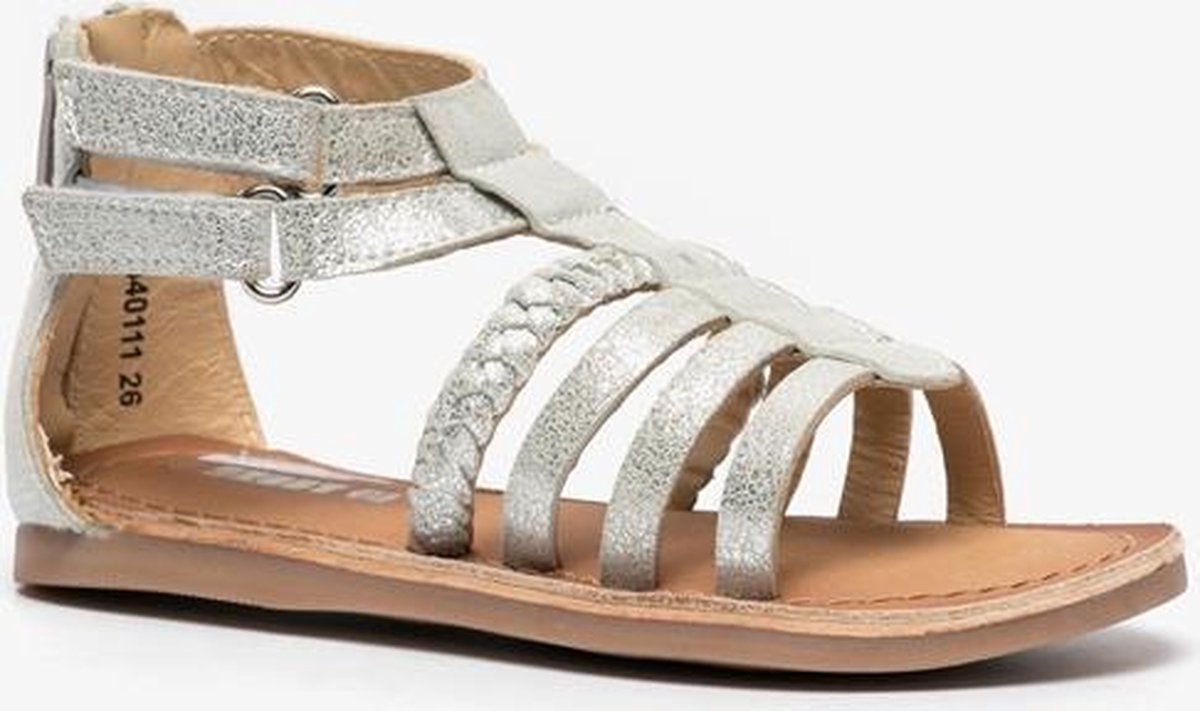 Groot leren meisjes sandalen - Zilver - Maat 27