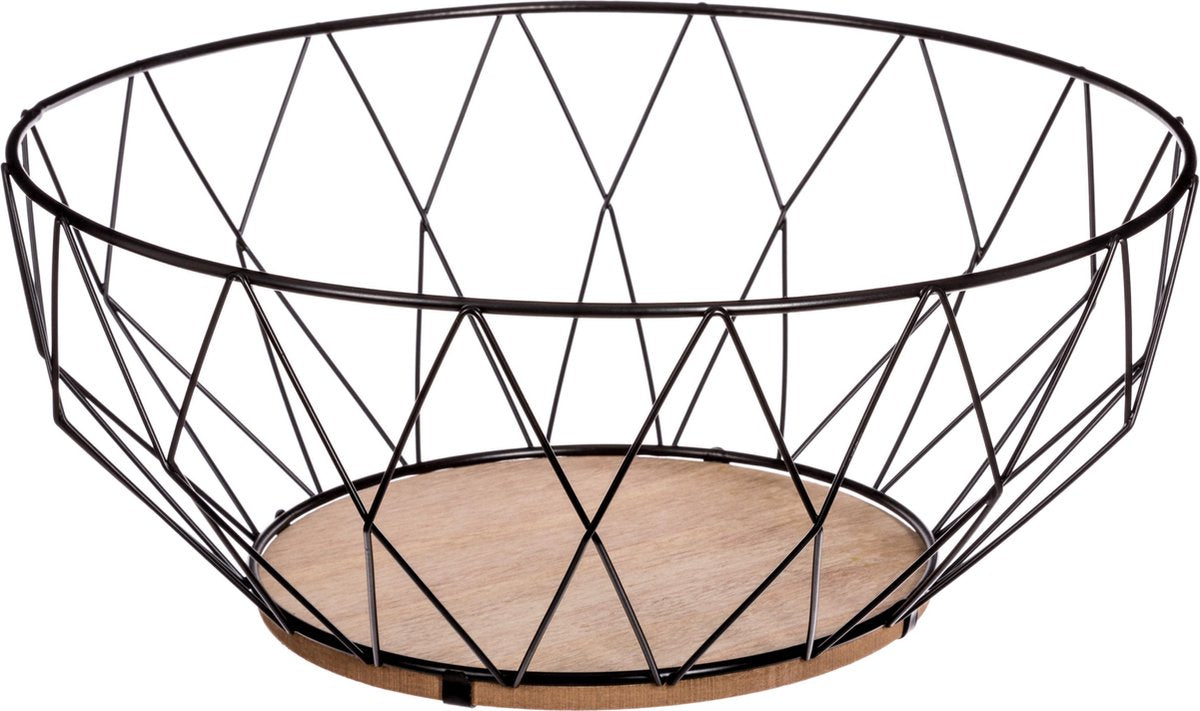 Fruitmand zwart metaal - Fruitschaal - decoratieve schaal - 28 cm