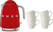 Smeg - KLF03RDEU - Waterkoker - Rood + York Bekers 250 ml - 4 stuks