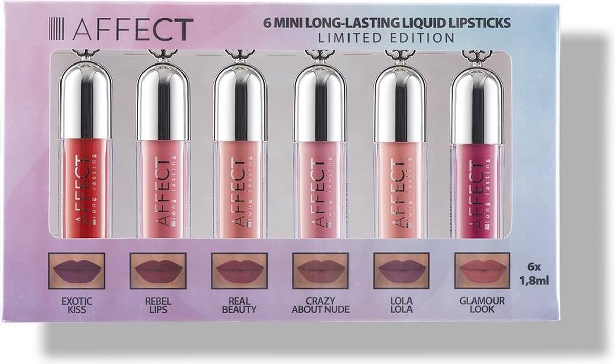 Affect_set 6 Mini Long-lasting Liquid Lipsticks Zestaw Mini Pomadek W P?ynie 6x1