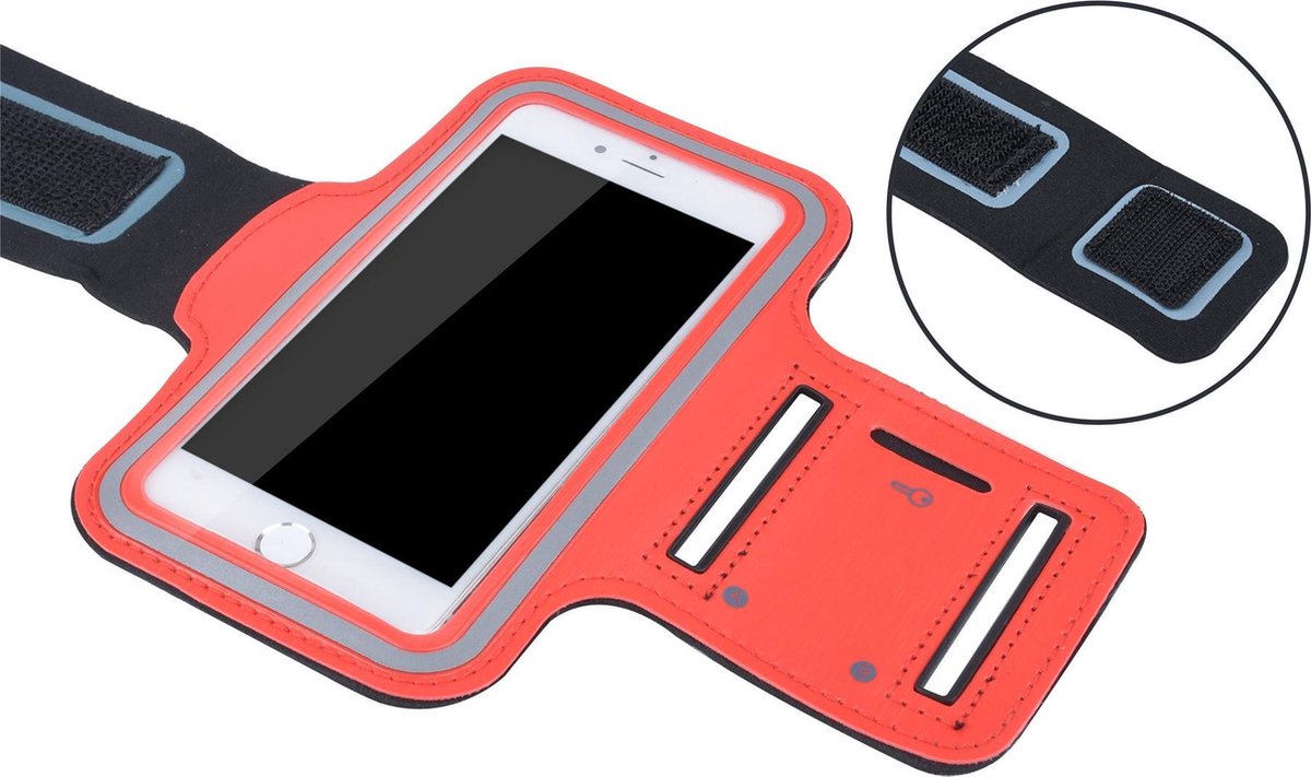 Sportarmband XL tot 6.5 inch scherm  oa geschikt voor iPhone 6/6s/7/8 Samsung s7/s8/s9 Huawei p10 - Rood