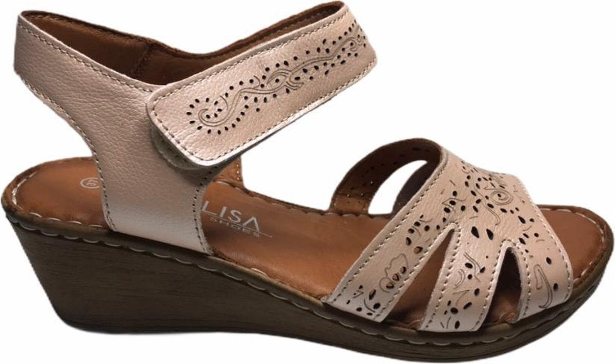 manlisa dames velcro sandaal roze mt 37